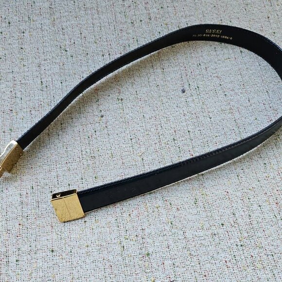 Vintage Gucci Ladies Belt Black Genuine Leather Waistband Size 25 Made in Italy - Picture 2 of 10